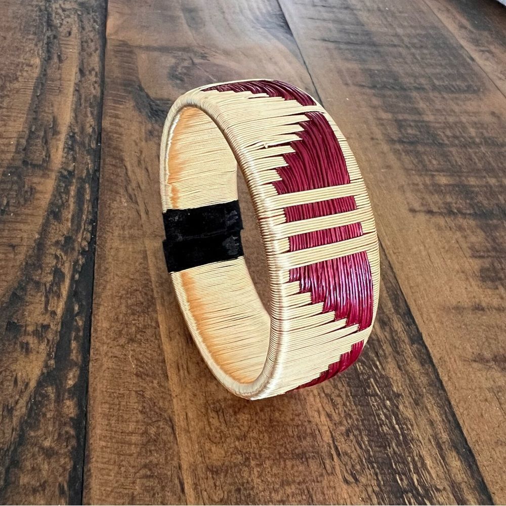 HANDCRAFTED Bracelet Earthy Aesthetic Gold Plate Cord Design With Burgundy Cord
